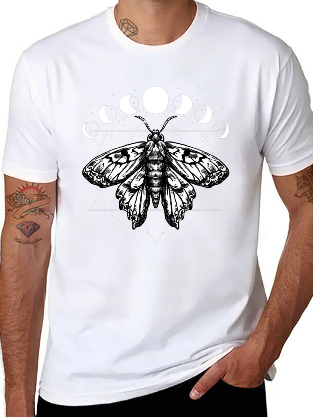 Moth Moon Phases Graphic Tee - Black product image 6