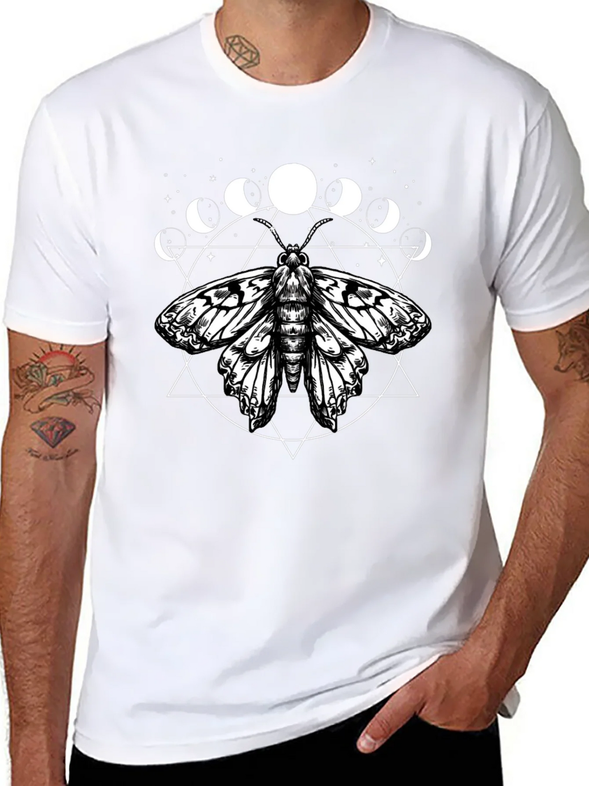 Moth Moon Phases Graphic Tee - Black product image 6