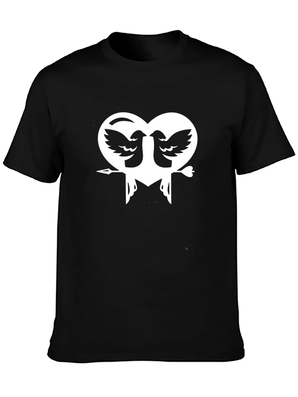 Heart Birds Graphic Print Black T-Shirt product image 3