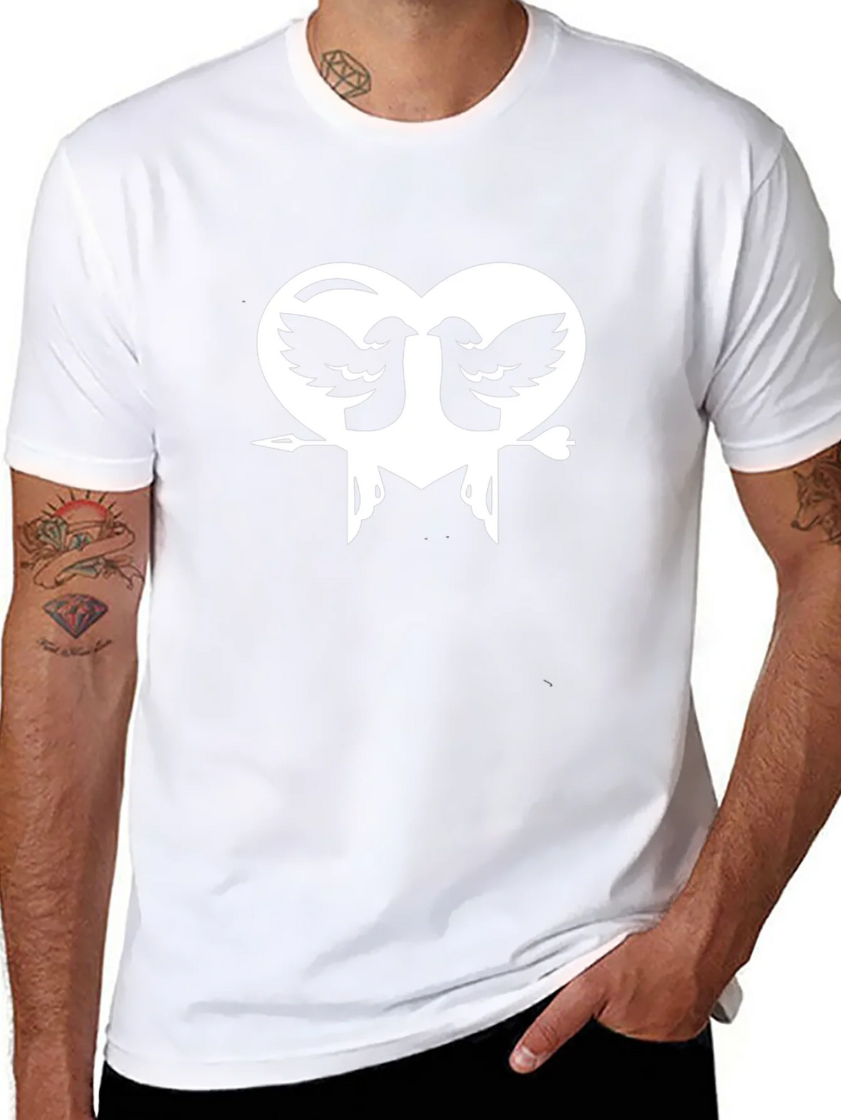 Heart Birds Graphic Print Black T-Shirt product image 6