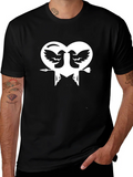 Heart Birds Graphic Print Black T-Shirt product image 1