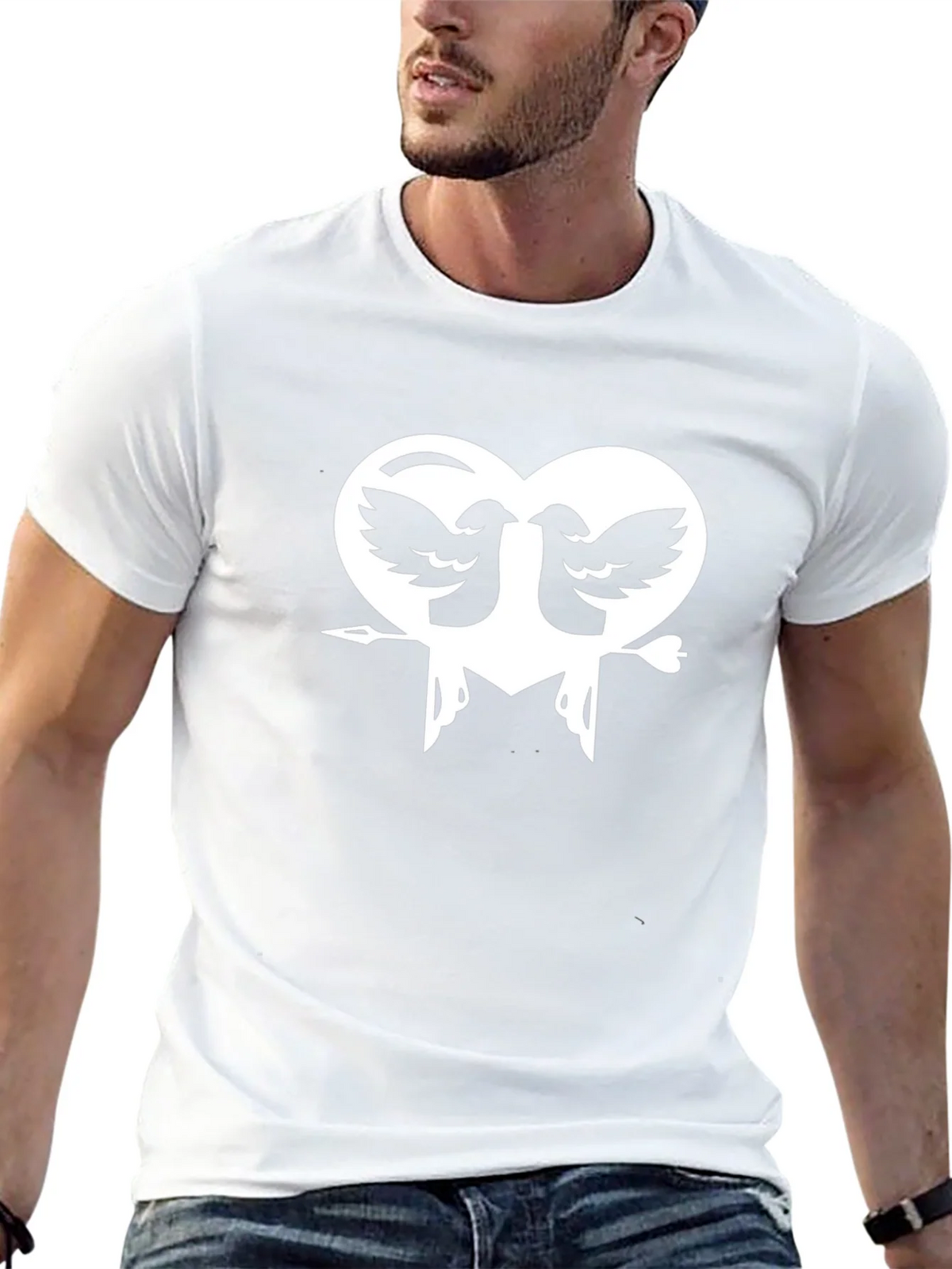Heart Birds Graphic Print Black T-Shirt product image 10