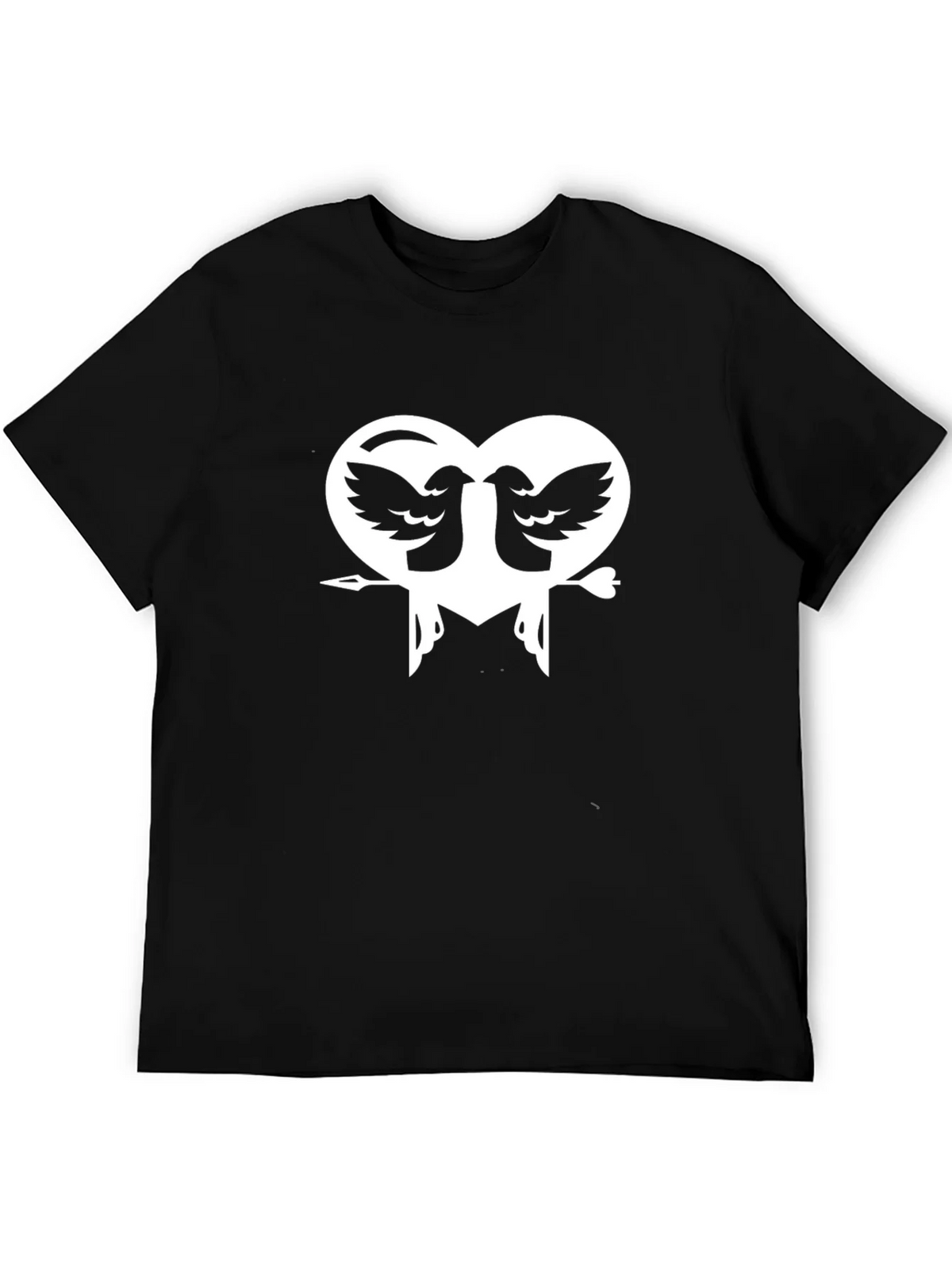 Heart Birds Graphic Print Black T-Shirt product image 4