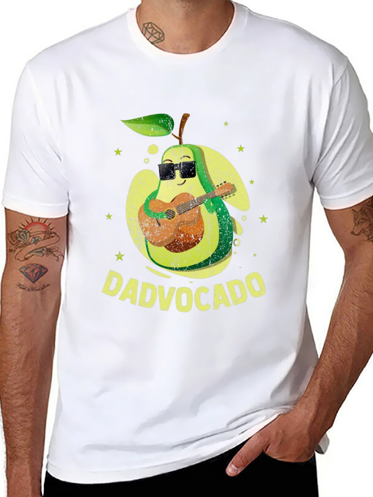 Dad-vocado T-Shirt: Avocado Playing Guitar - Fathers Day Tee product image 7