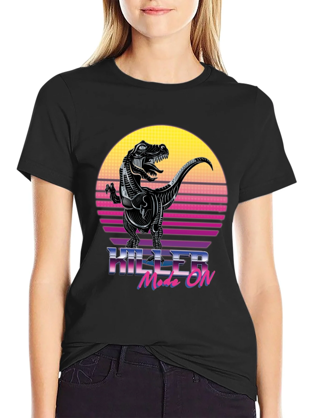 Killer Mode On T-Rex Retro Graphic T-Shirt product image 2
