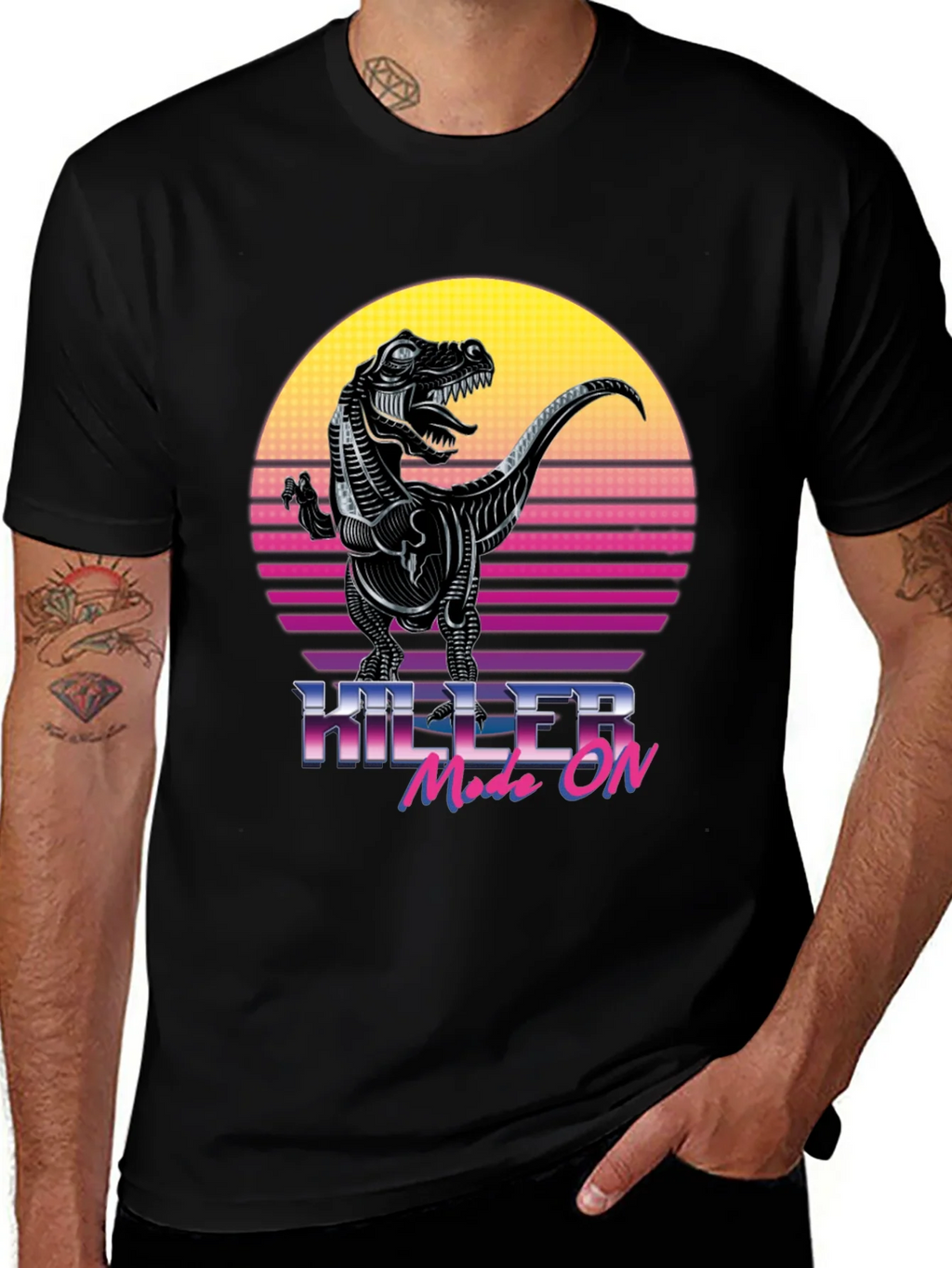 Killer Mode On T-Rex Retro Graphic T-Shirt product image 1