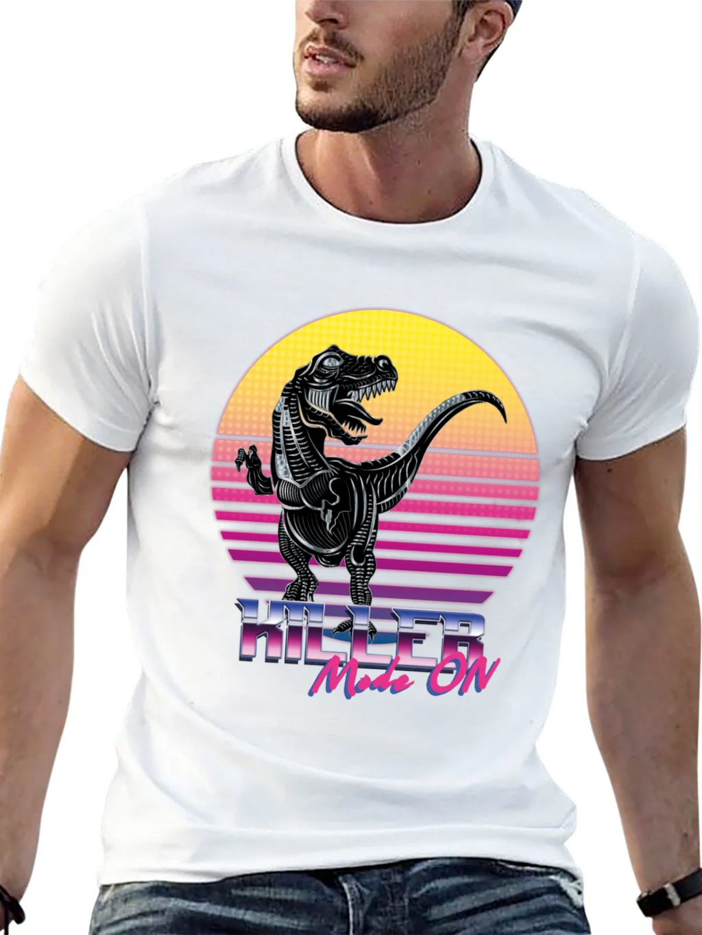 Killer Mode On T-Rex Retro Graphic T-Shirt product image 11
