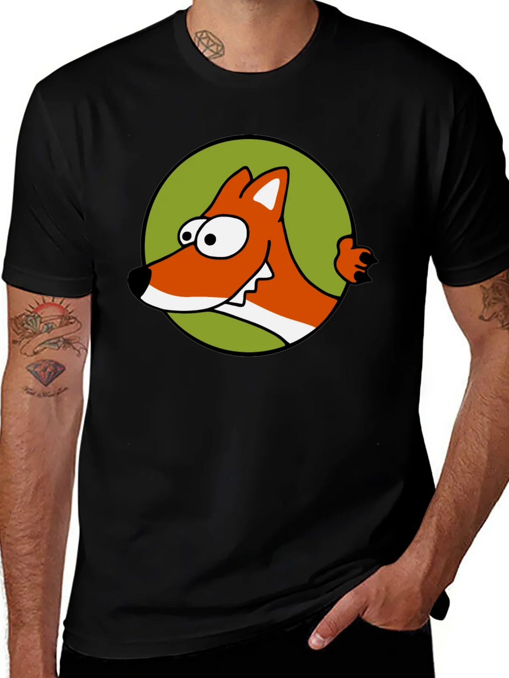 Cartoon Fox Graphic T-Shirt - Black product image 1