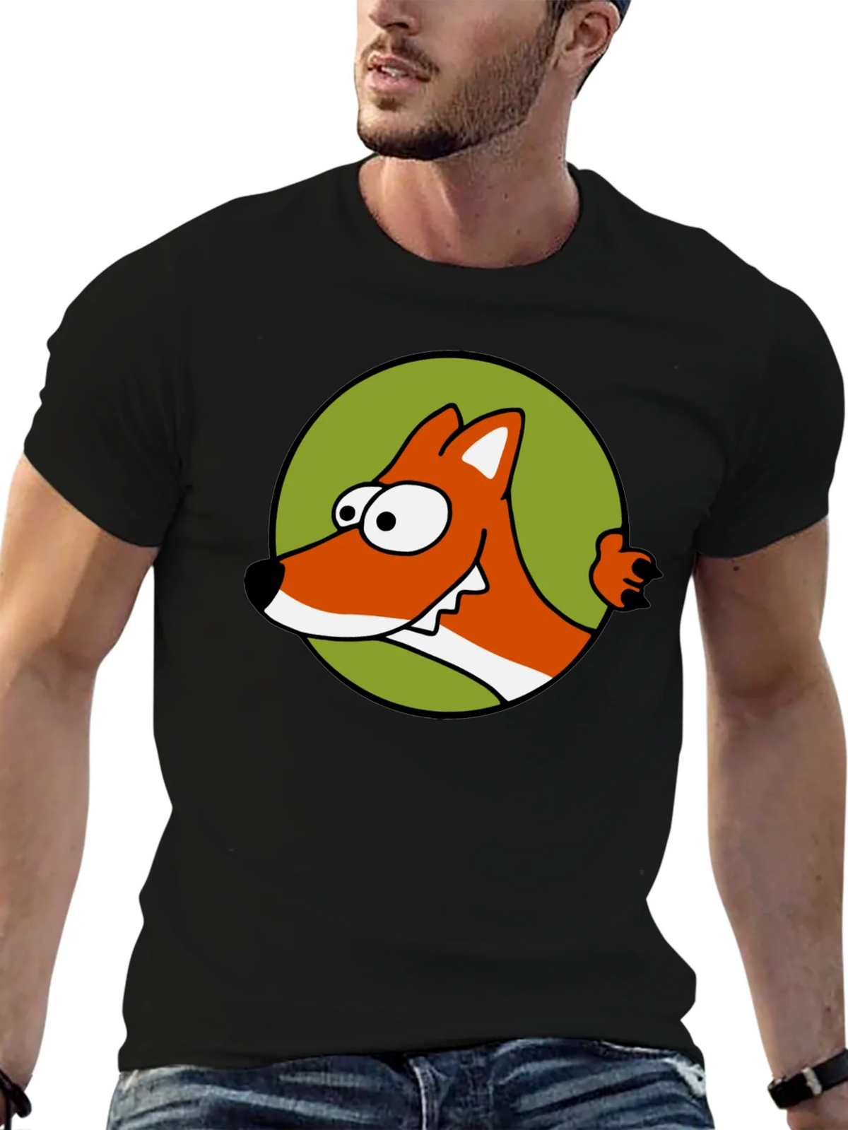 Cartoon Fox Graphic T-Shirt - Black product image 6