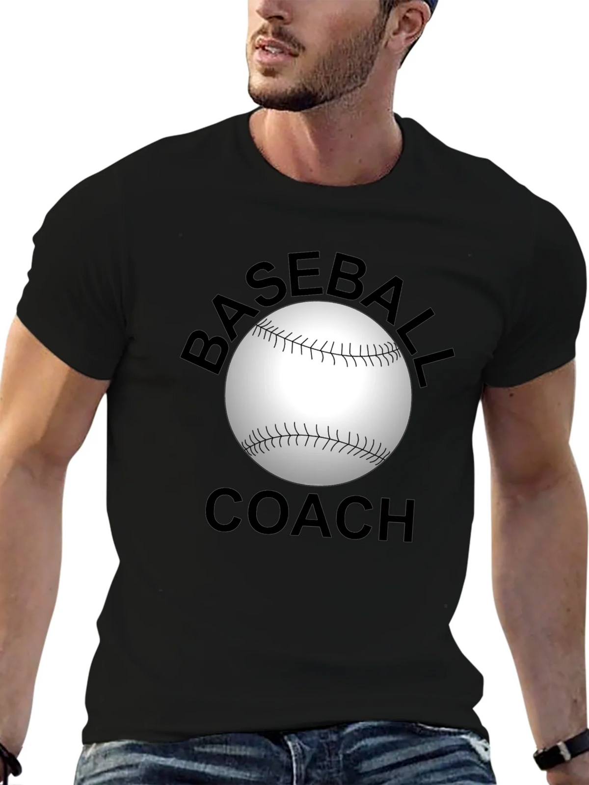 Baseball Coach Graphic T-Shirt - Black product image 4