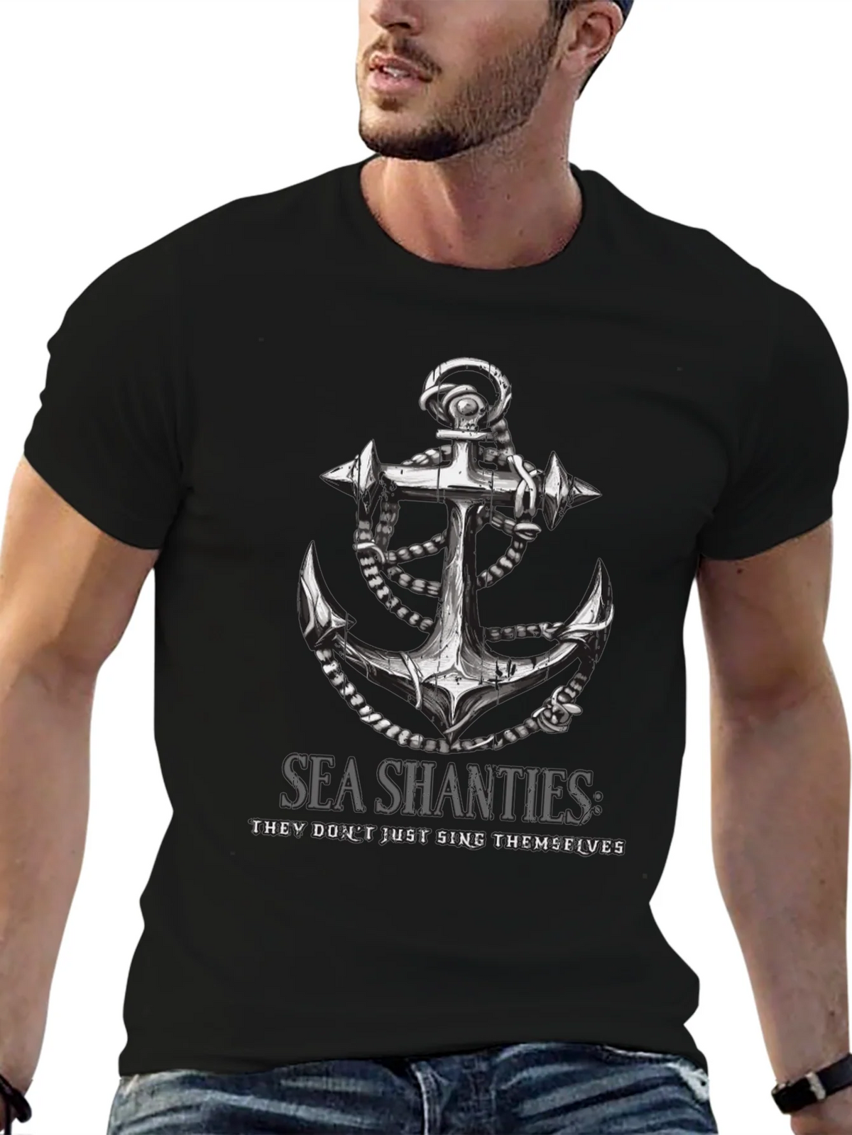 Sea Shanties Anchor Graphic T-Shirt - Black product image 6