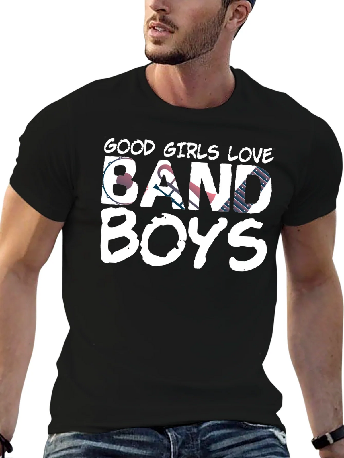 Good Girls Love Band Boys Black Graphic Tee product image 6