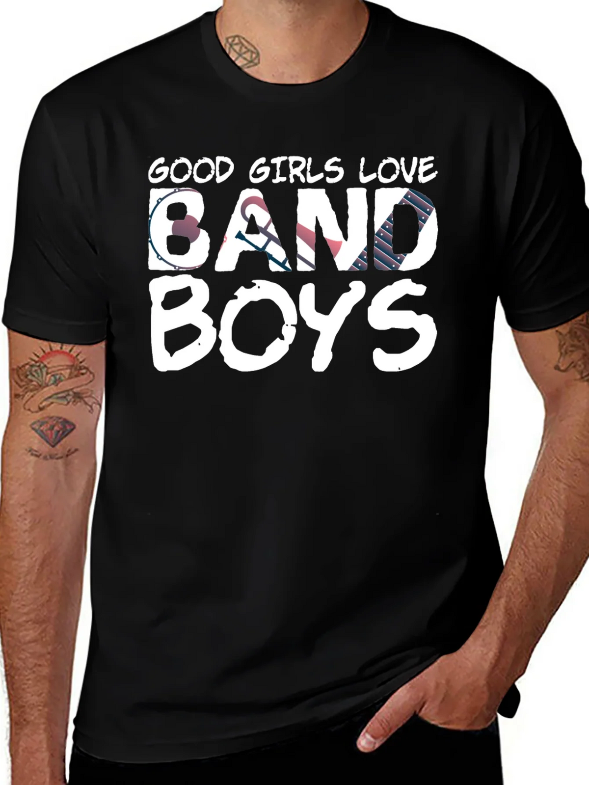 Good Girls Love Band Boys Black Graphic Tee product image 1