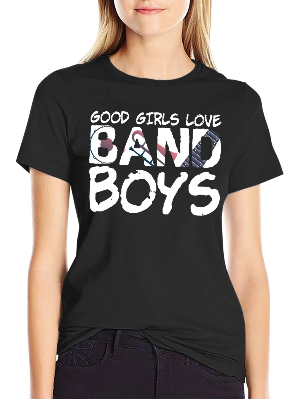 Good Girls Love Band Boys Black Graphic Tee product image 2