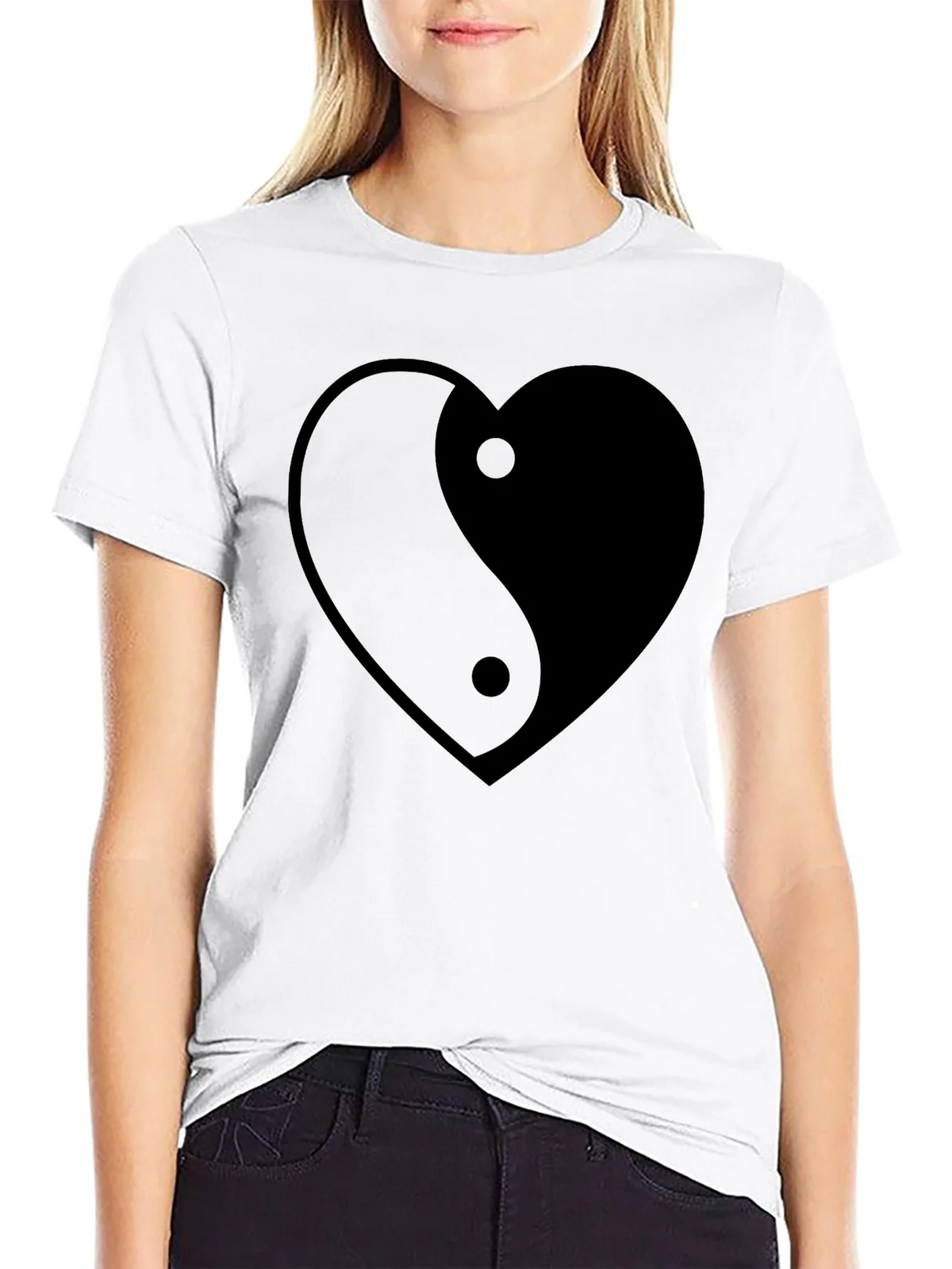 Yin Yang Heart Graphic Tee - Black Unisex T-Shirt product image 8