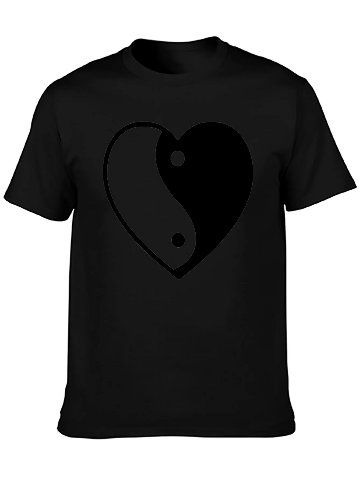 Yin Yang Heart Graphic Tee - Black Unisex T-Shirt product image 3