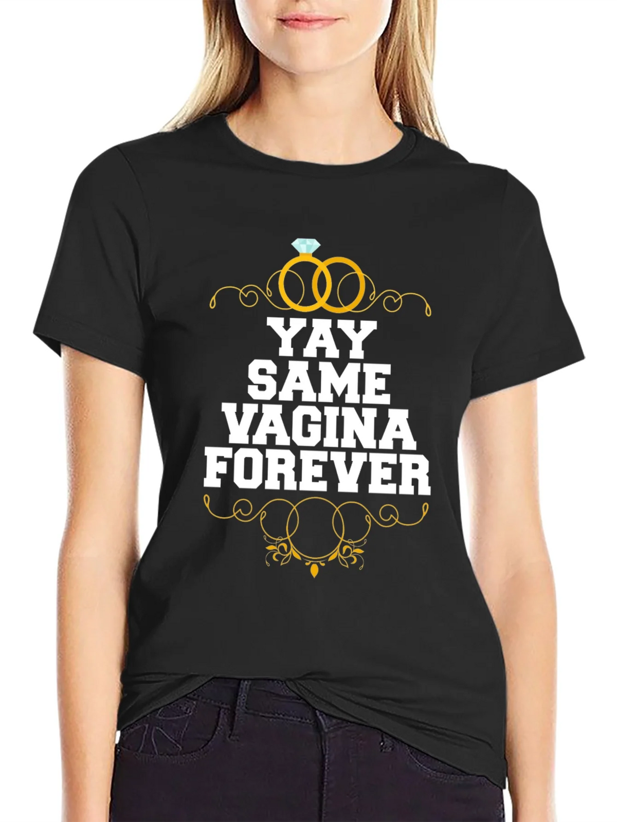 YAY Same Vagina Forever Graphic Tee - Black Cotton product image 2