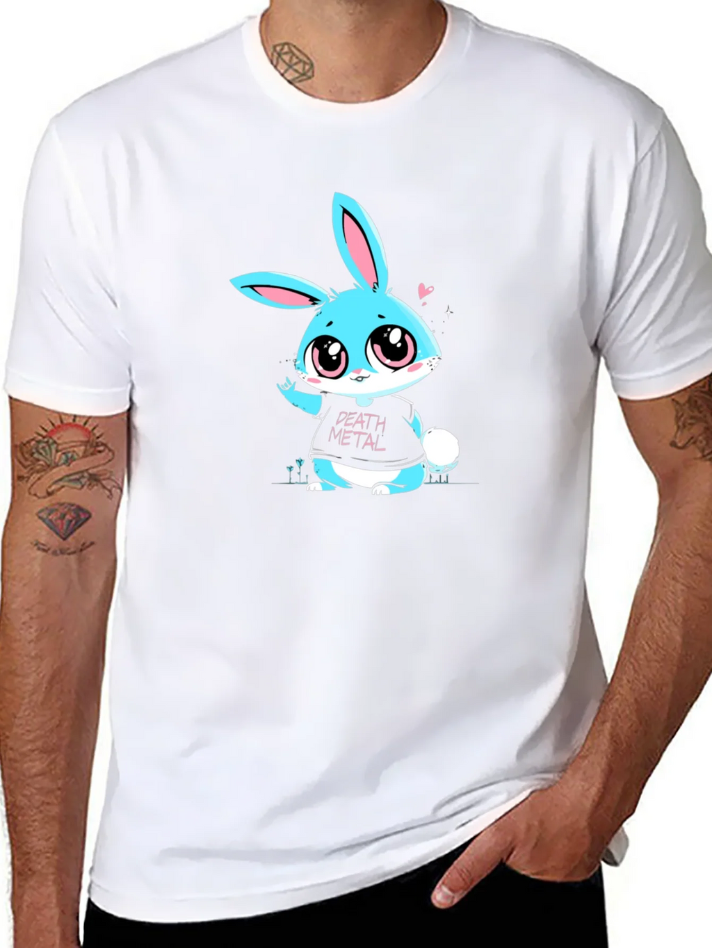 Death Metal Bunny T-Shirt - Black Cotton Tee product image 2