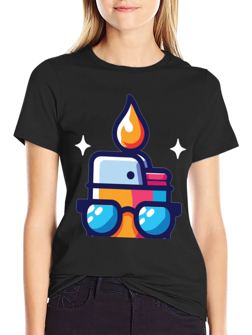 Cool Cartoon Lighter Graphic Tee - Black product image 2