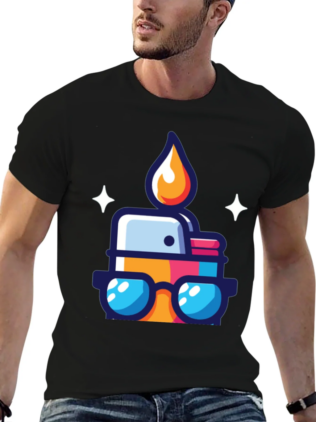 Cool Cartoon Lighter Graphic Tee - Black product image 6