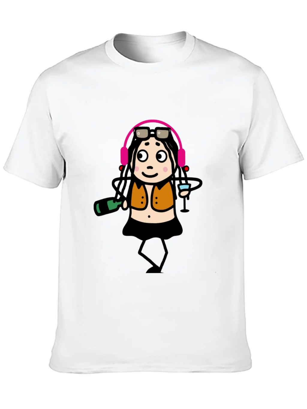 Funky Party Girl Graphic Tee - Black Cotton T-Shirt product image 7