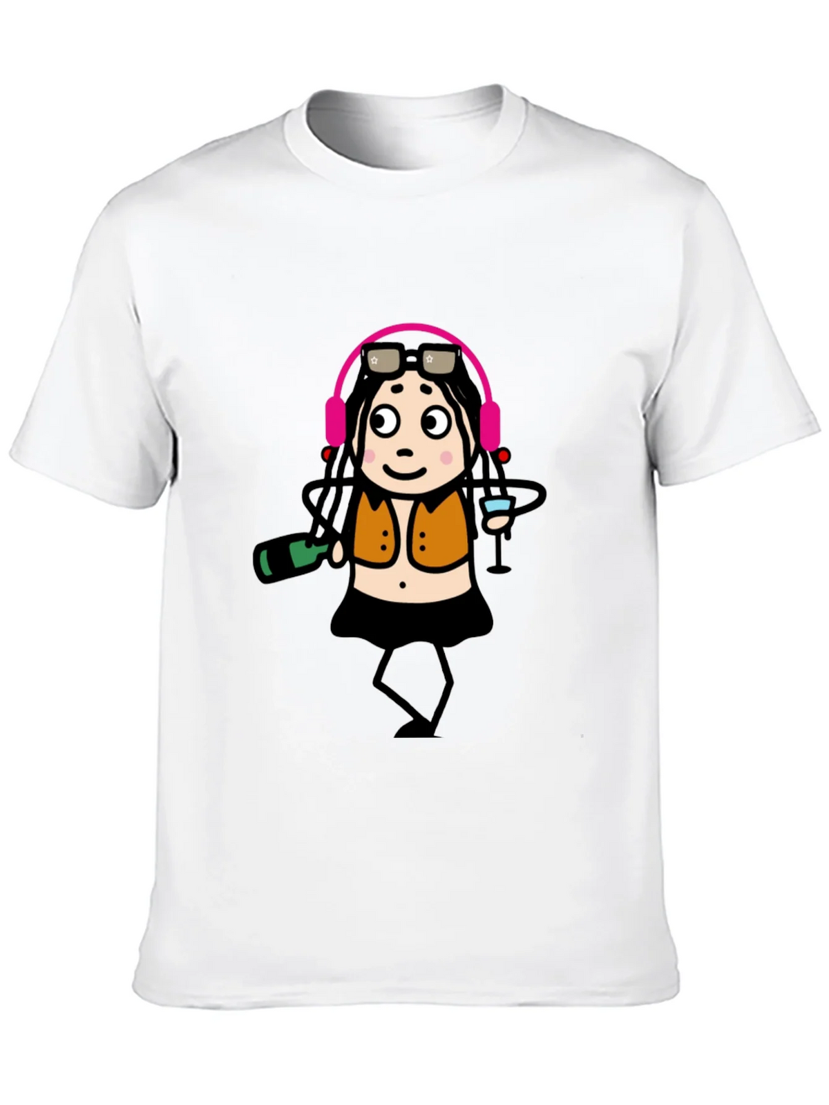 Funky Party Girl Graphic Tee - Black Cotton T-Shirt product image 7