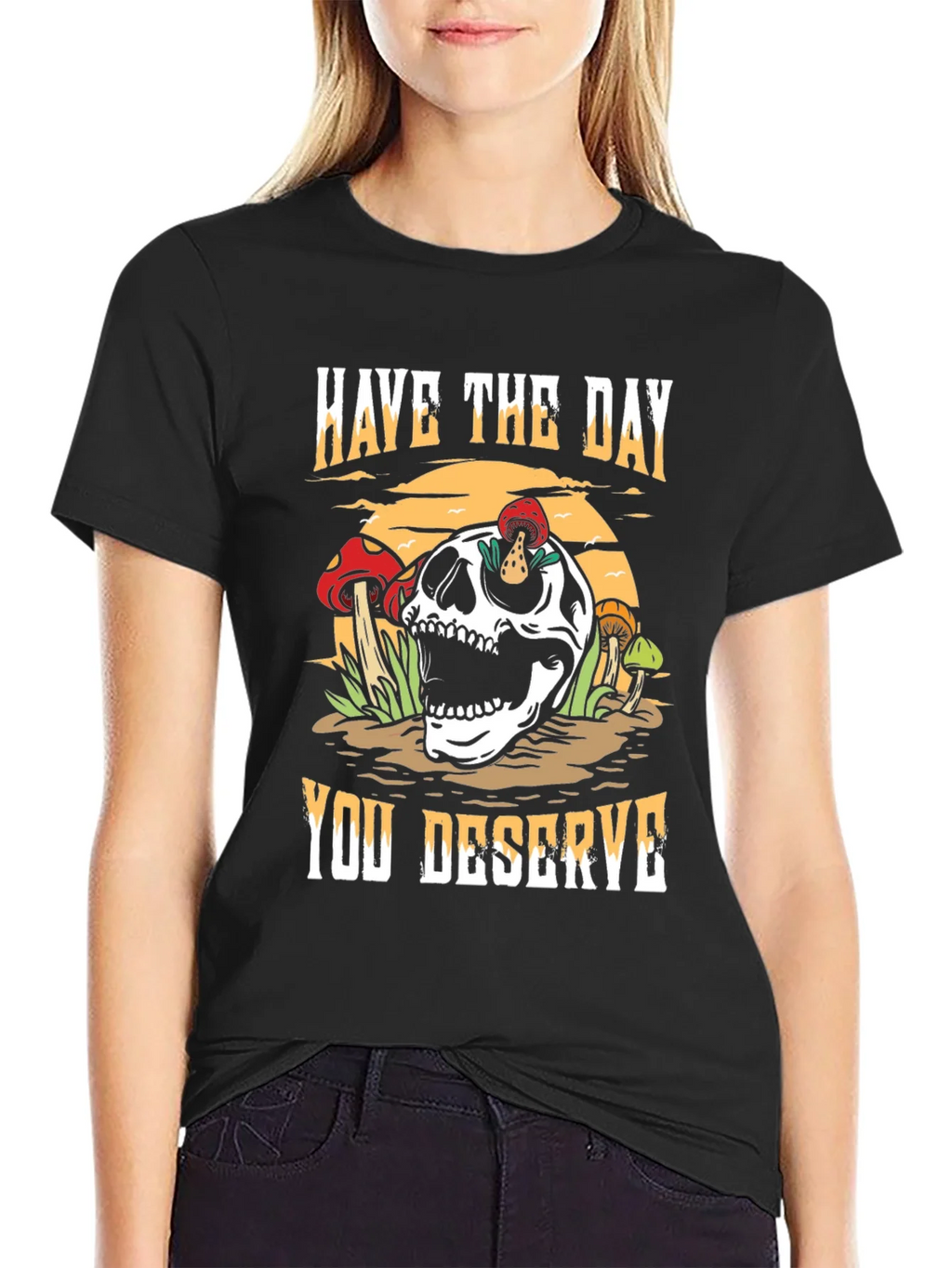 Skull & Mushroom Graphic Tee - Have The Day You Deserve product image 2