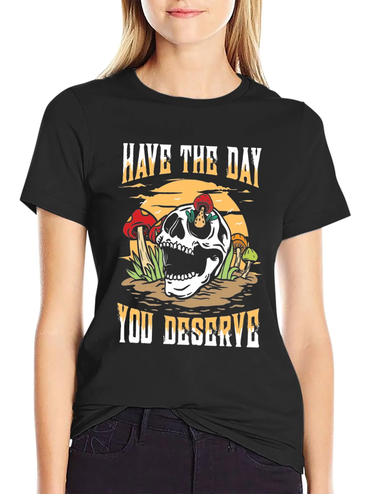 Skull & Mushroom Graphic Tee - Have The Day You Deserve product image 2