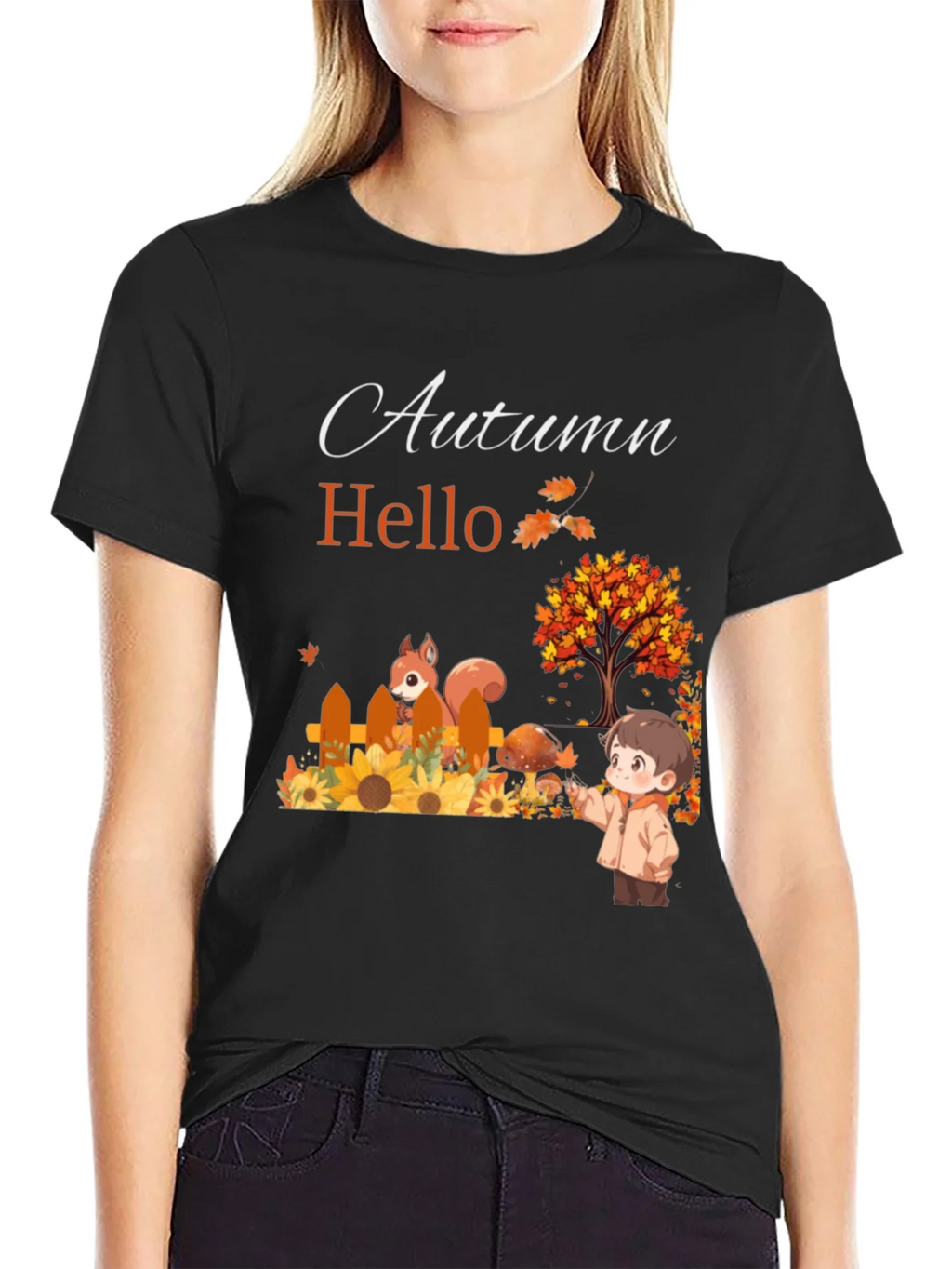 Autumn Hello T-Shirt - Cute Fall Design product image 2