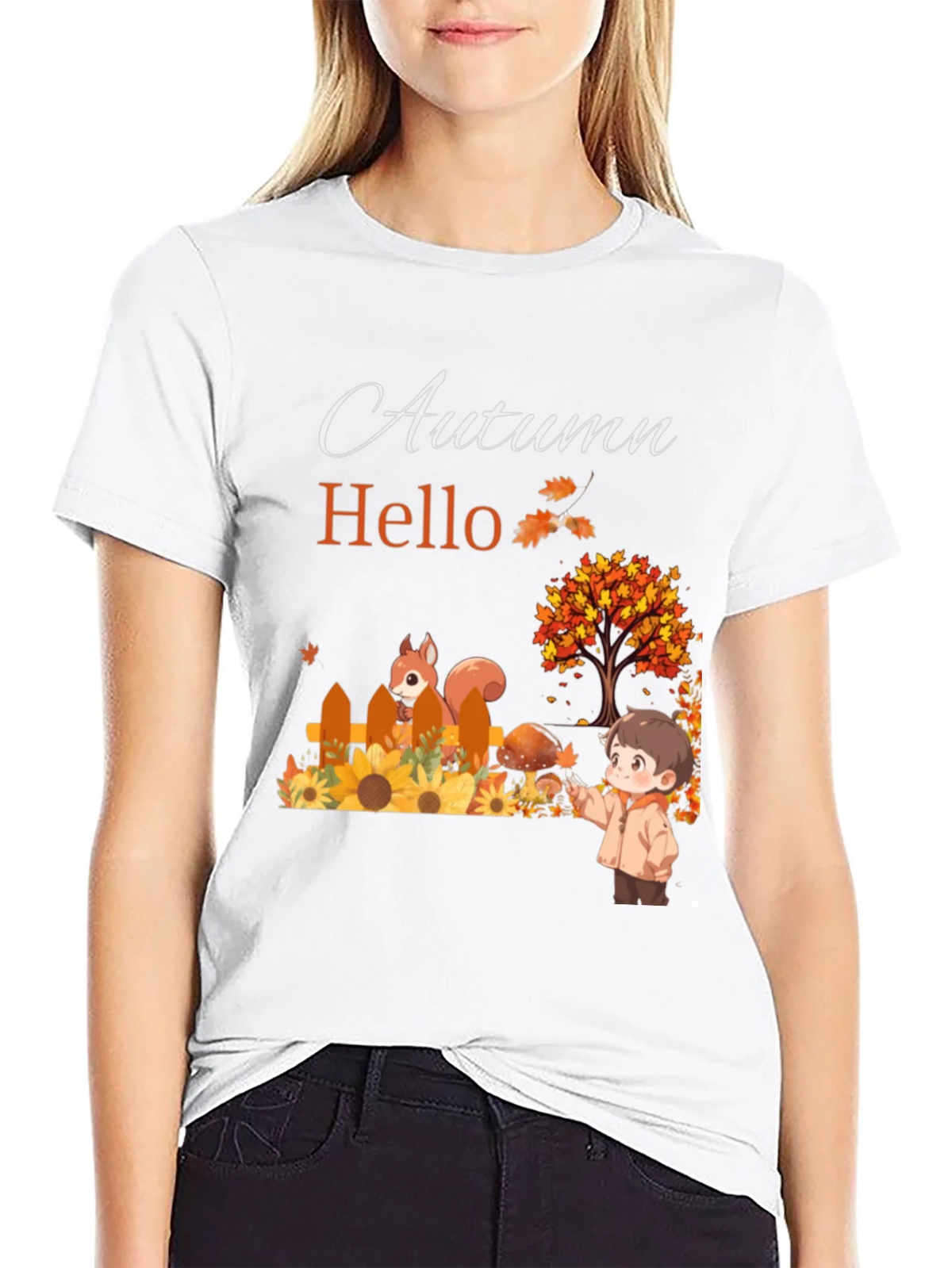 Autumn Hello T-Shirt - Cute Fall Design product image 7