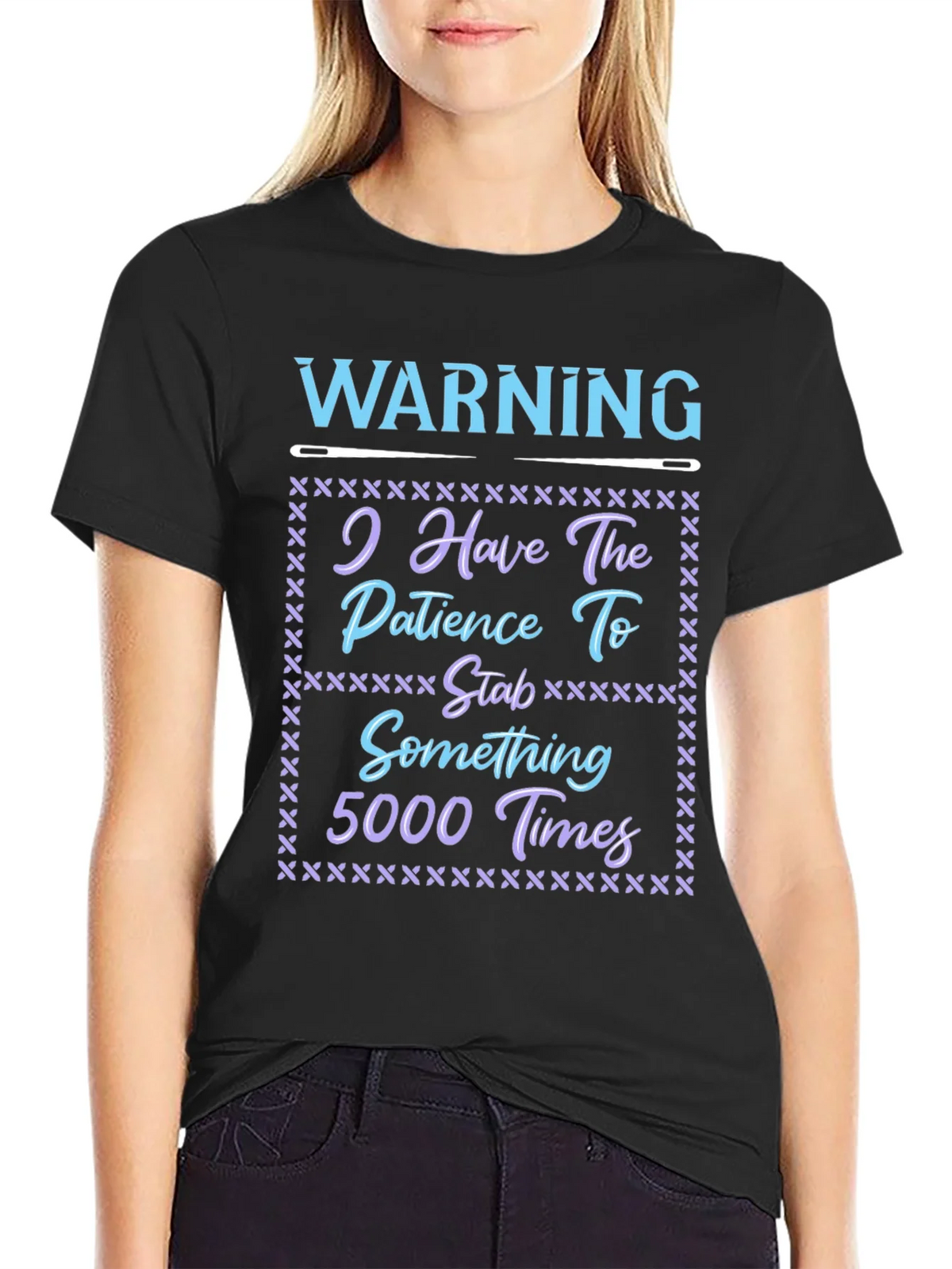 Warning: Patience to Stab 5000 Times T-Shirt product image 2