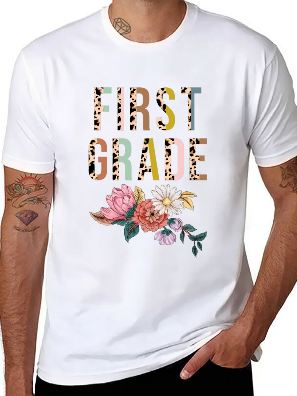 First Grade Floral Teacher Shirt product image 7