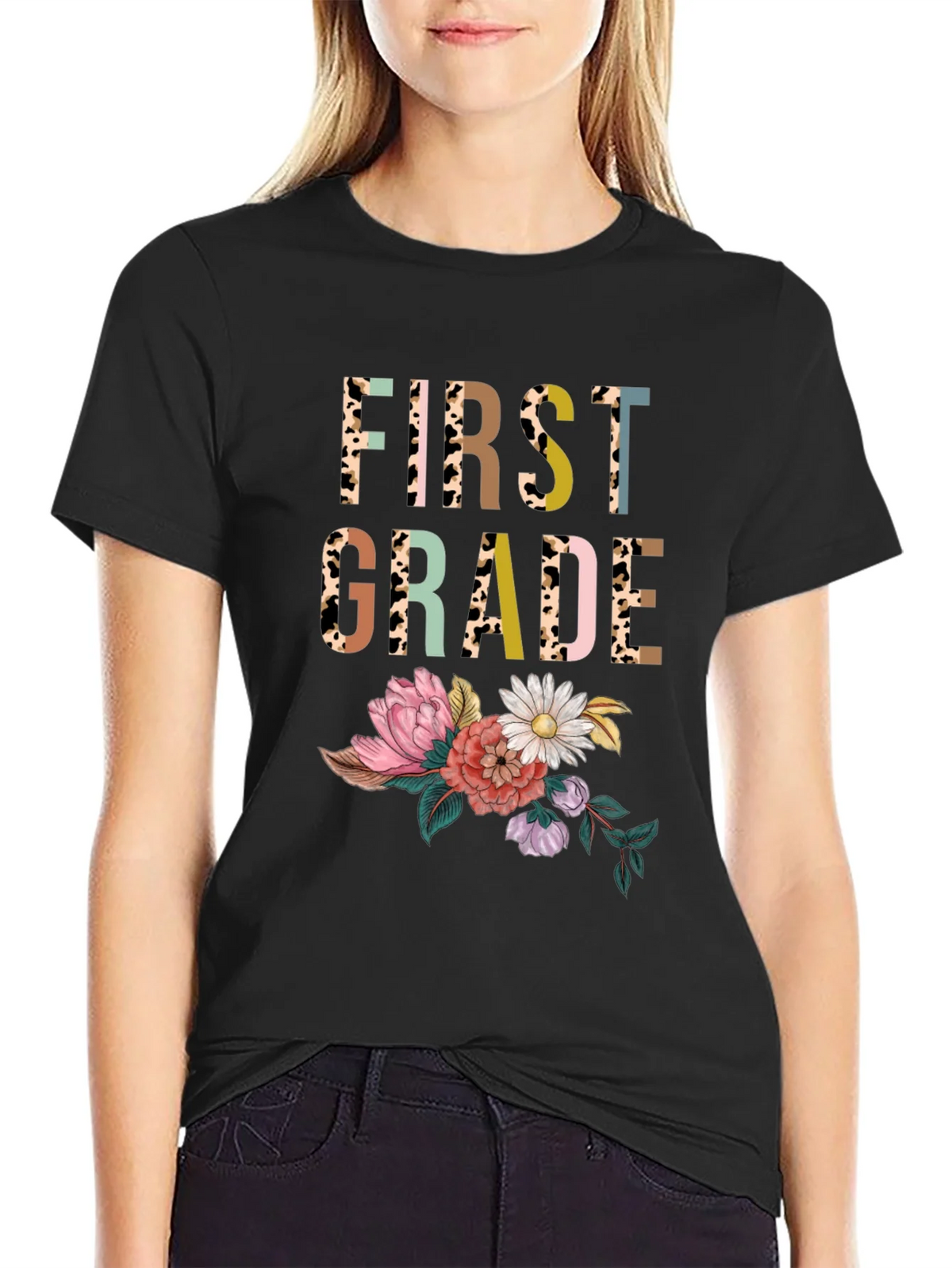 First Grade Floral Teacher Shirt product image 2