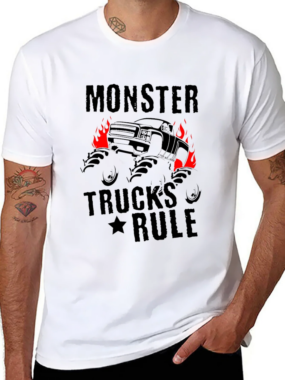 Monster Trucks Rule Graphic Black T-Shirt product image 7