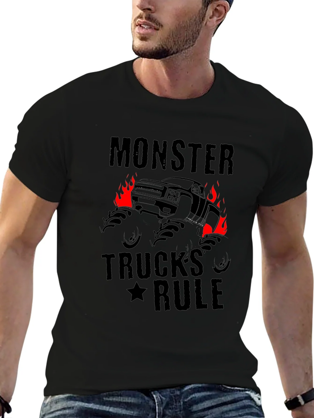 Monster Trucks Rule Graphic Black T-Shirt product image 6