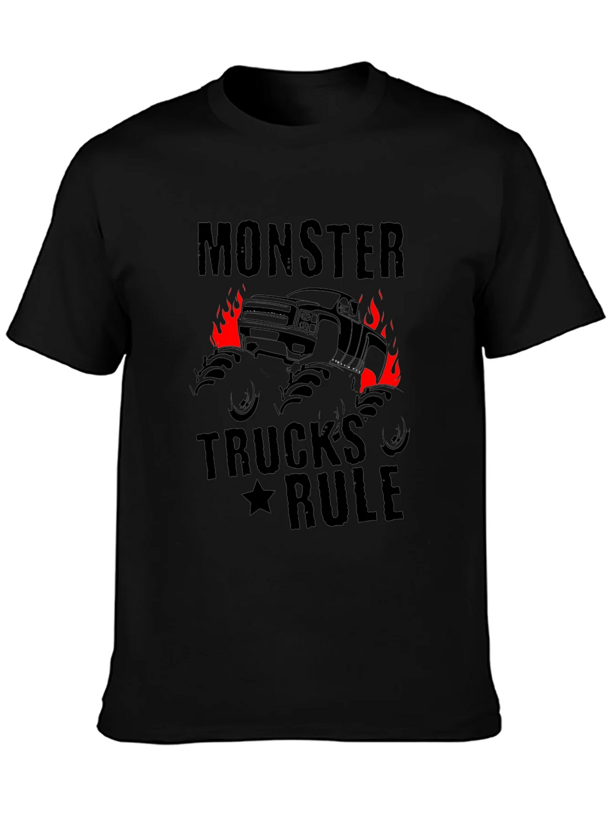 Monster Trucks Rule Graphic Black T-Shirt product image 3