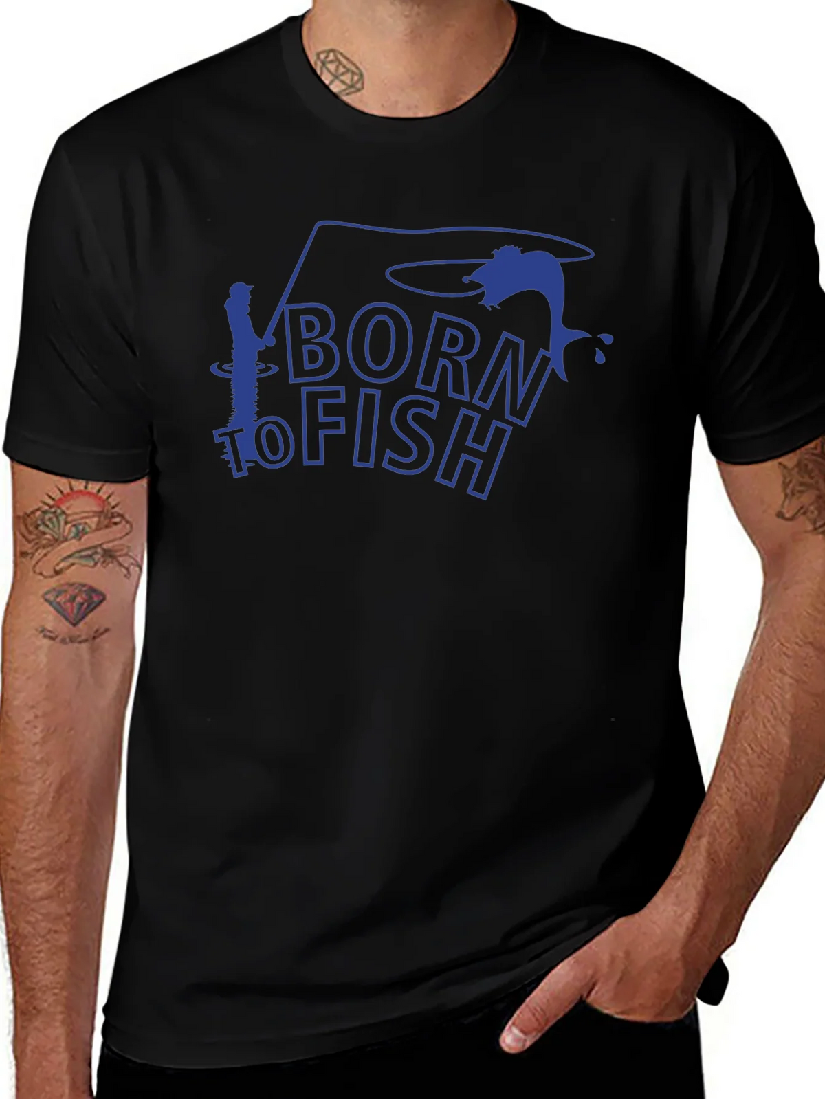 Born to Fish Black Graphic T-Shirt product image 1
