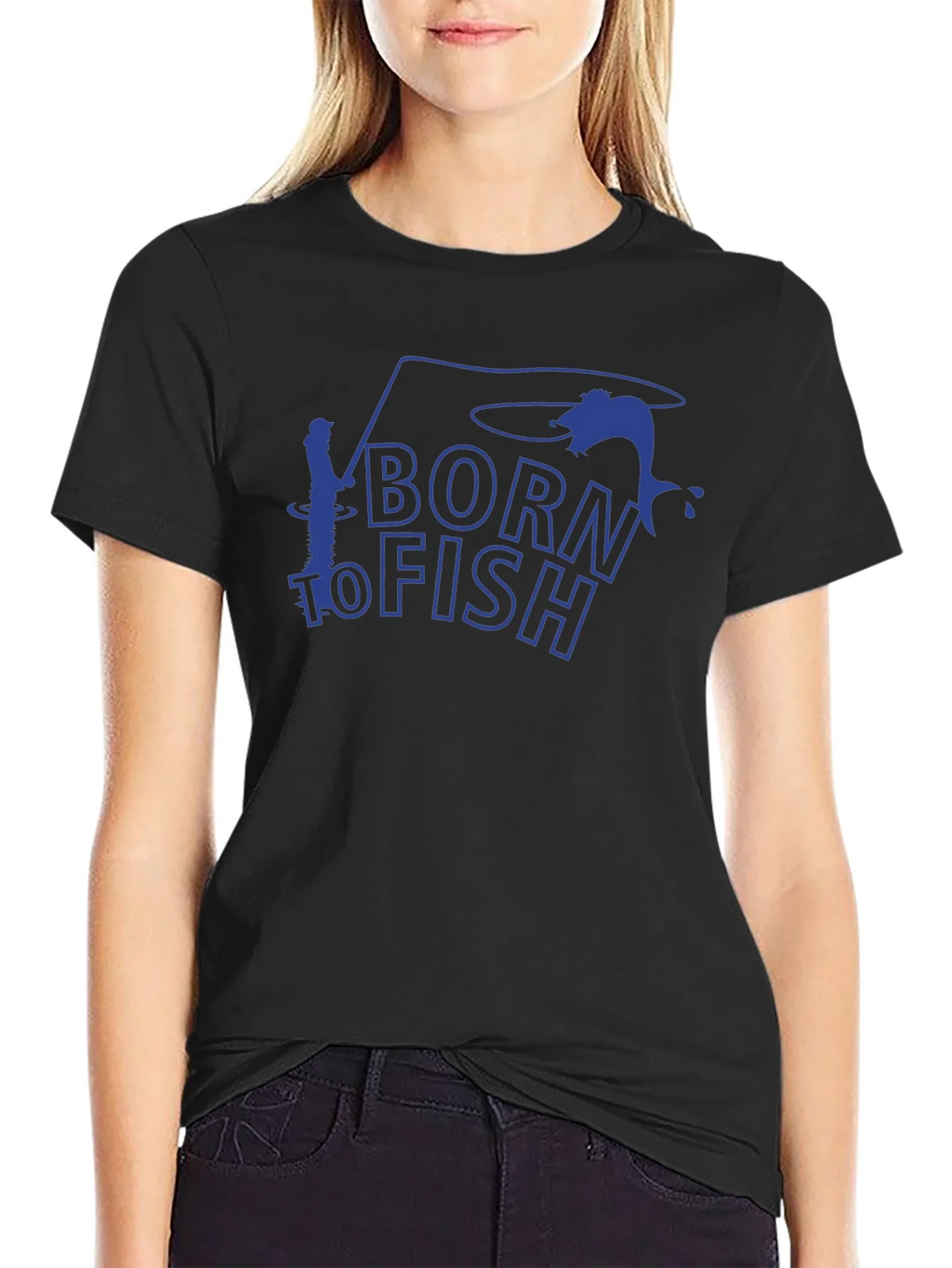 Born to Fish Black Graphic T-Shirt product image 2