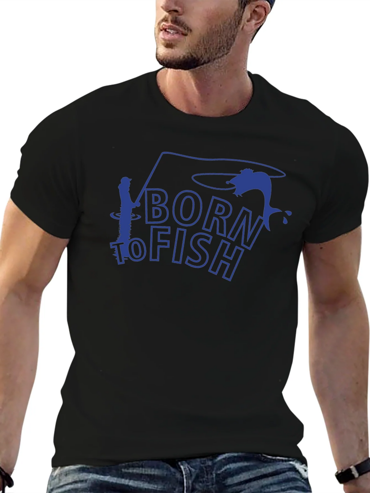 Born to Fish Black Graphic T-Shirt product image 6