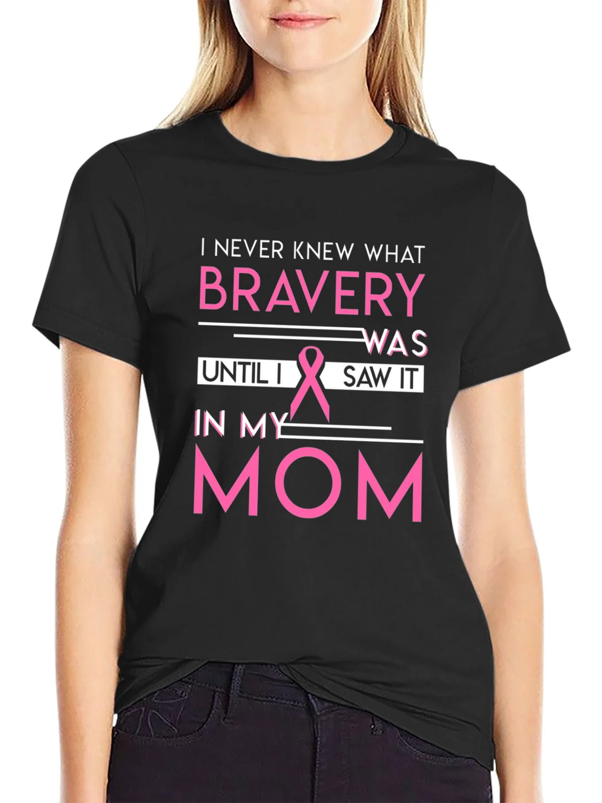 Bravery Breast Cancer Awareness Black T-Shirt product image 2