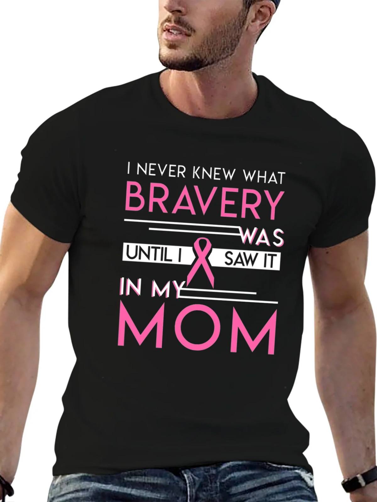 Bravery Breast Cancer Awareness Black T-Shirt product image 6
