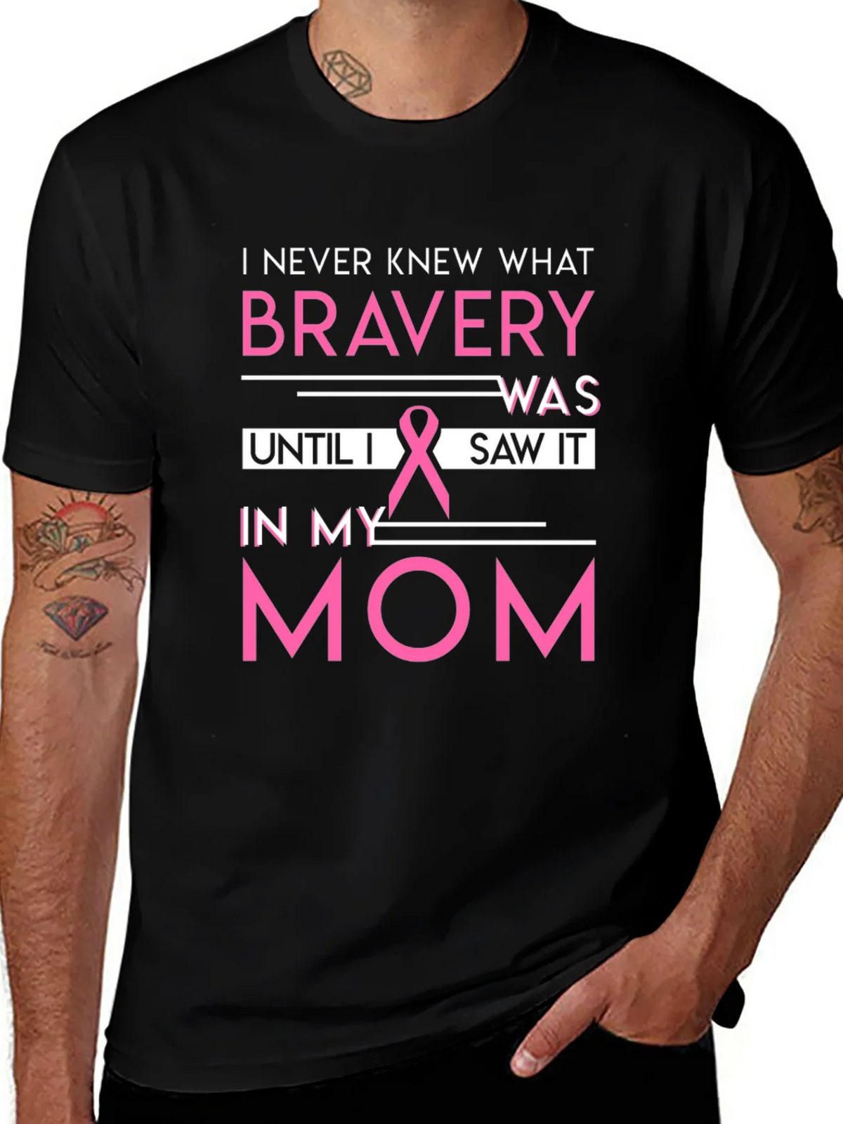 Bravery Breast Cancer Awareness Black T-Shirt product image 1