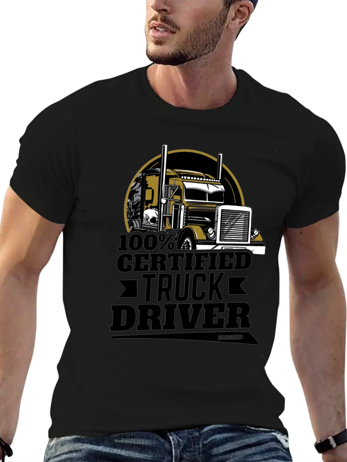 100% Certified Truck Driver Black T-Shirt product image 4