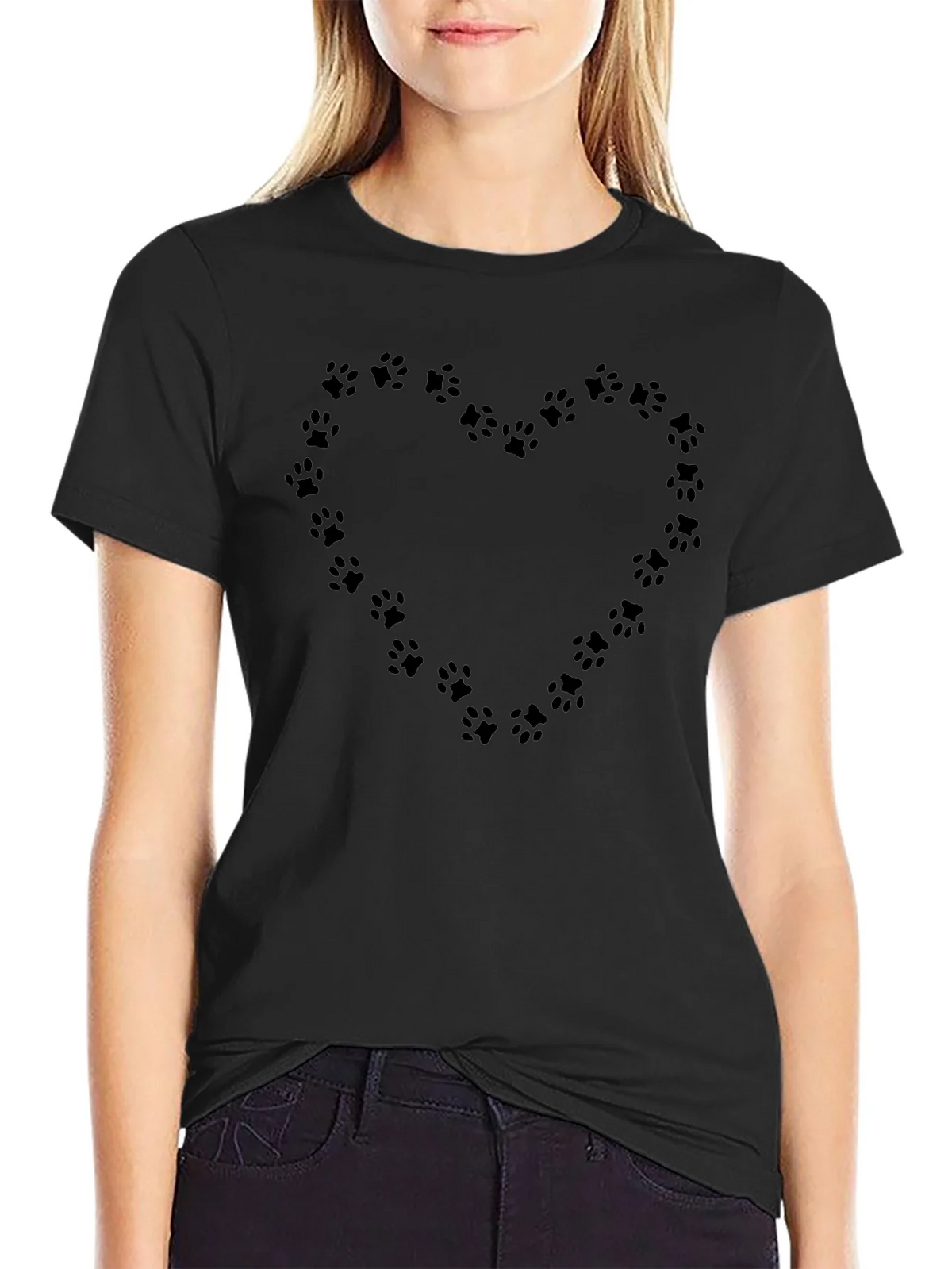Paw Print Heart T-Shirt - Black product image 2