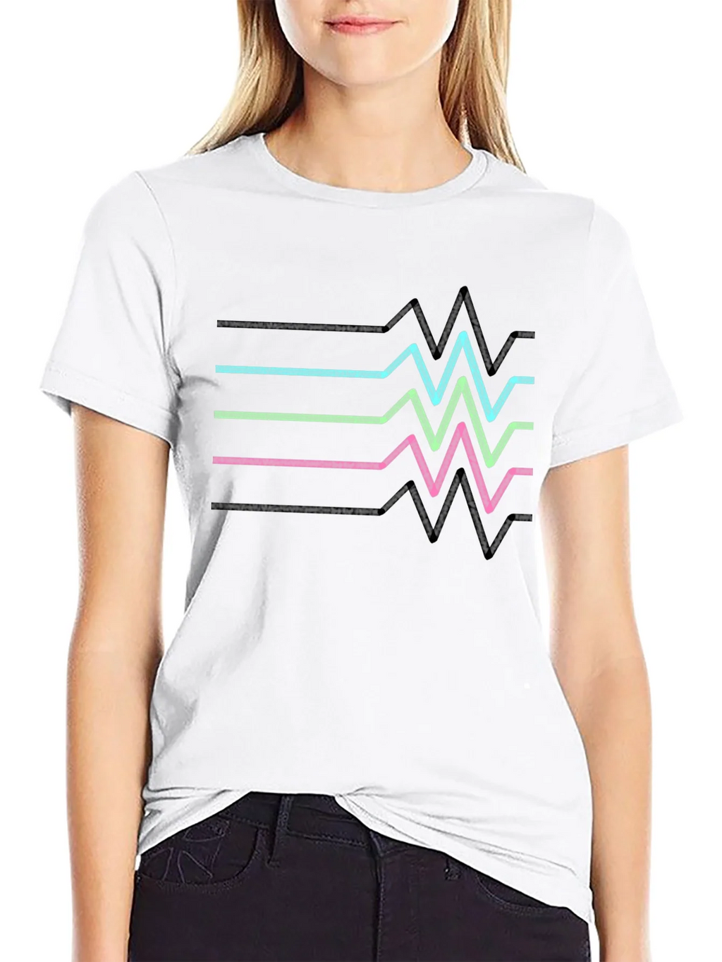 Retro Heartbeat Line T-Shirt - Black product image 7