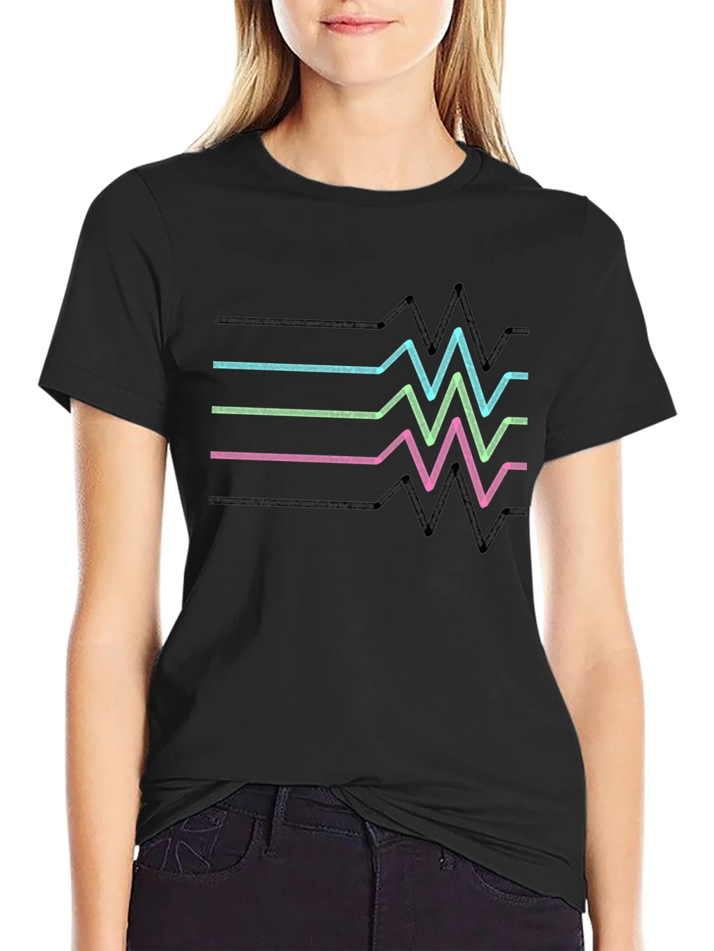 Retro Heartbeat Line T-Shirt - Black product image 2