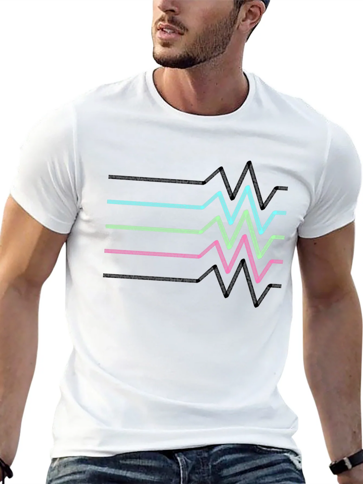 Retro Heartbeat Line T-Shirt - Black product image 11
