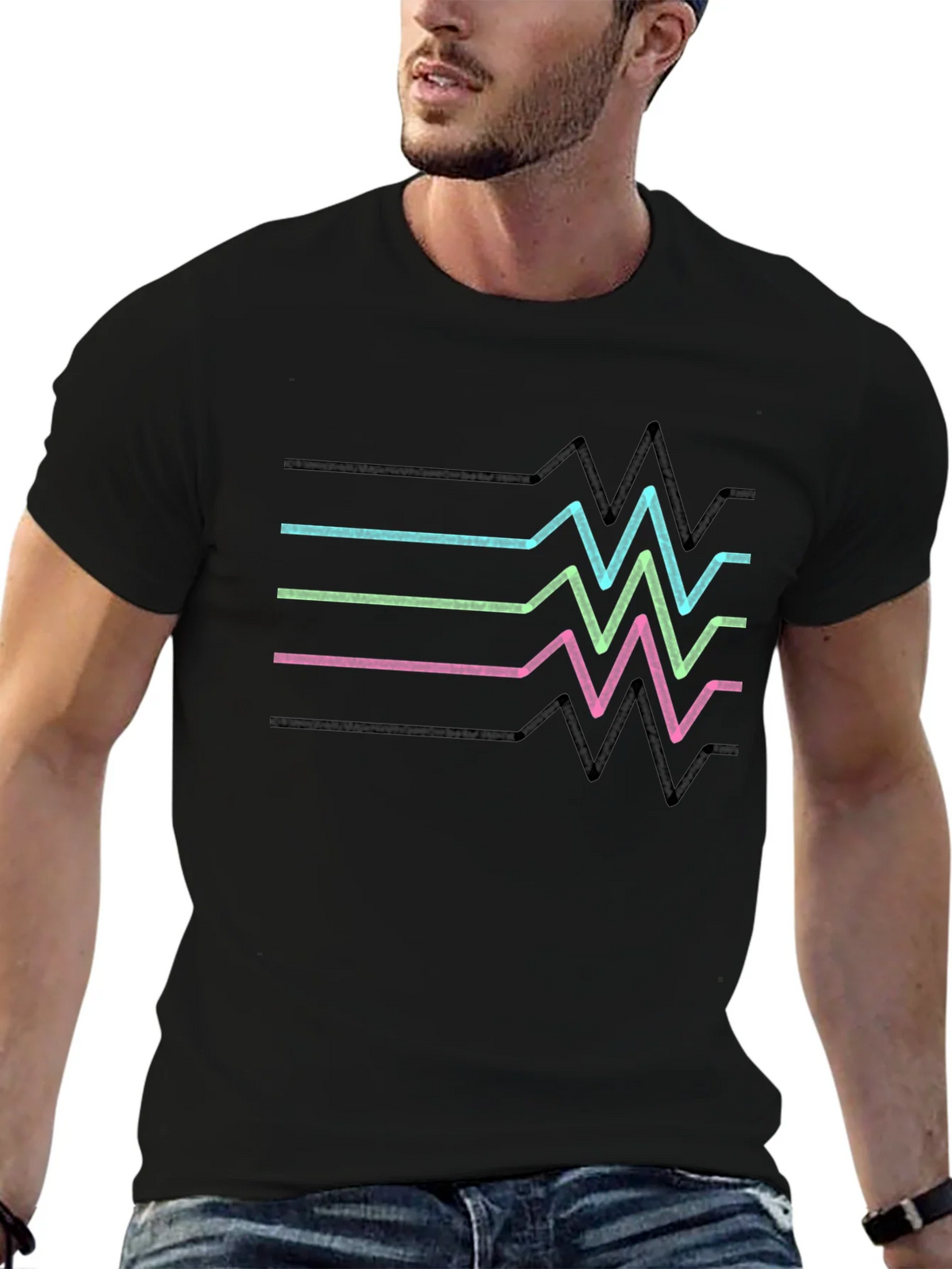 Retro Heartbeat Line T-Shirt - Black product image 5