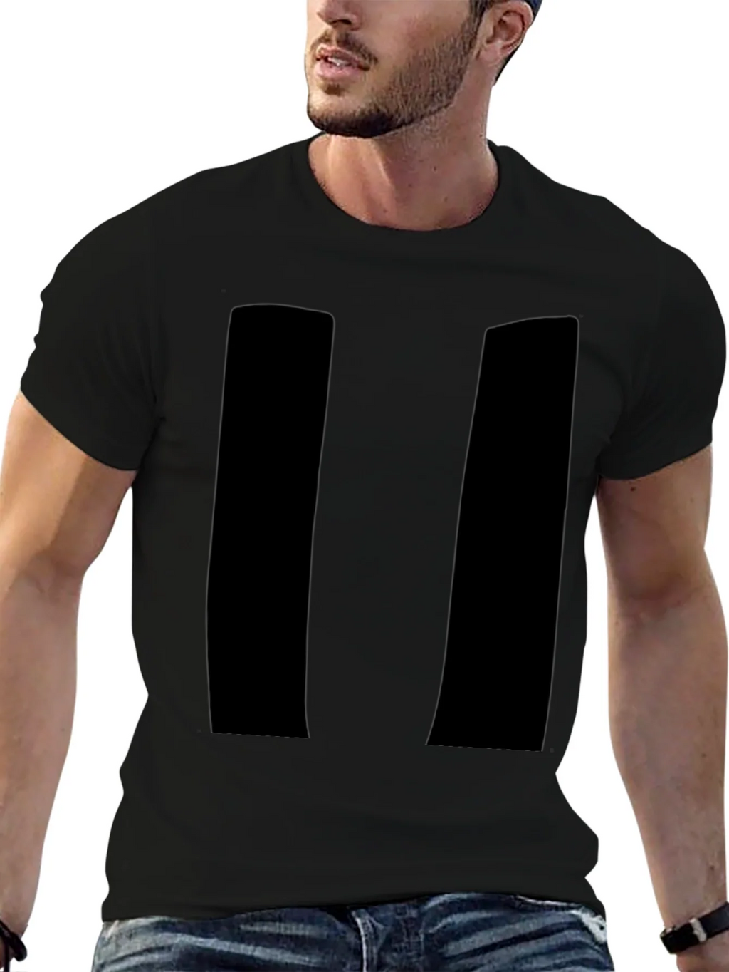 Mens Black Pause Symbol Graphic T-Shirt product image 3