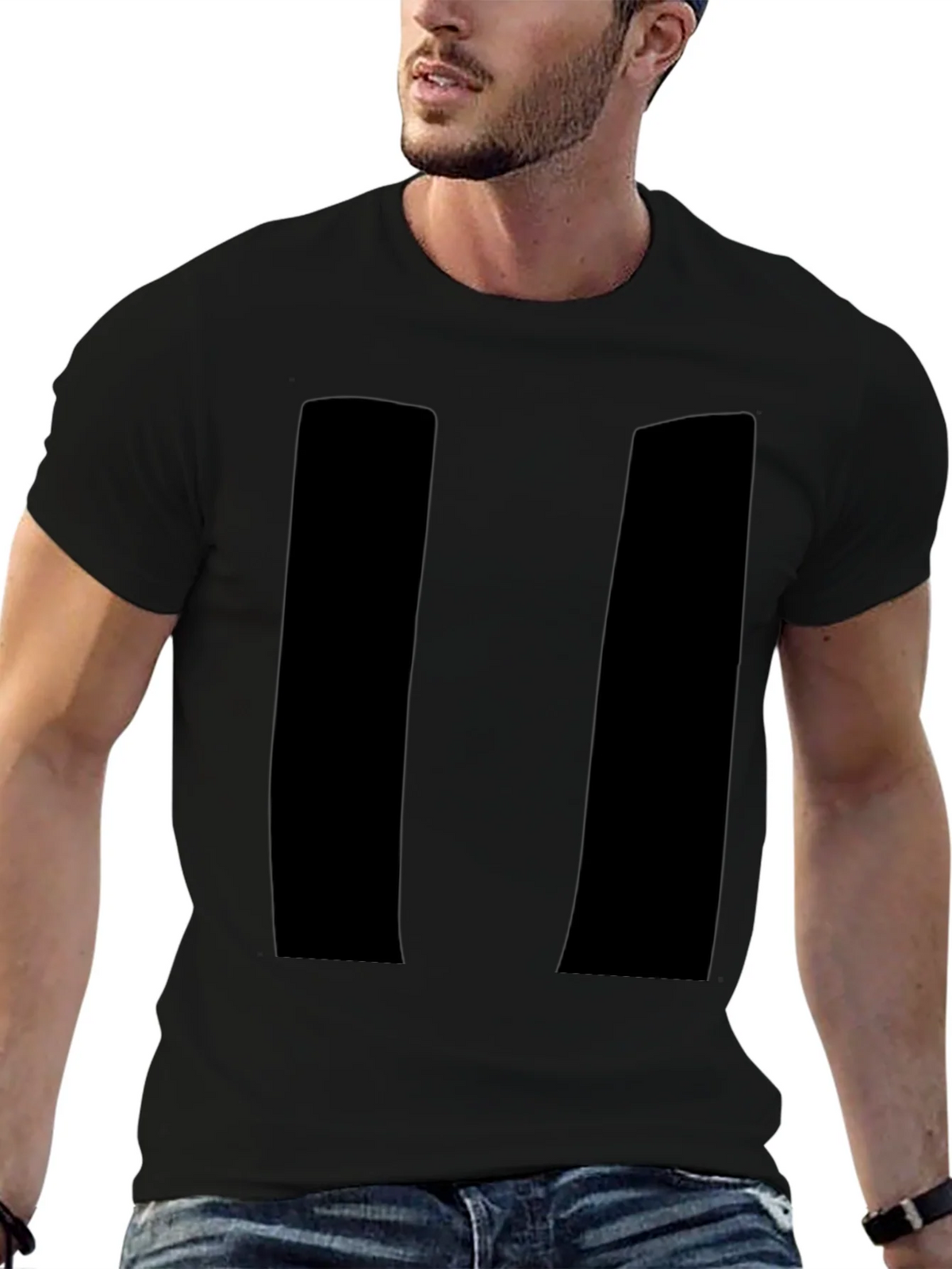 Mens Black Pause Symbol Graphic T-Shirt product image 3